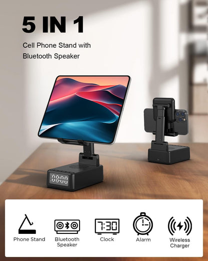 Wireless Bluetooth Speaker,Wireless Phone Charger Stand Alarm Clock for iPhone,Holiday Gifts