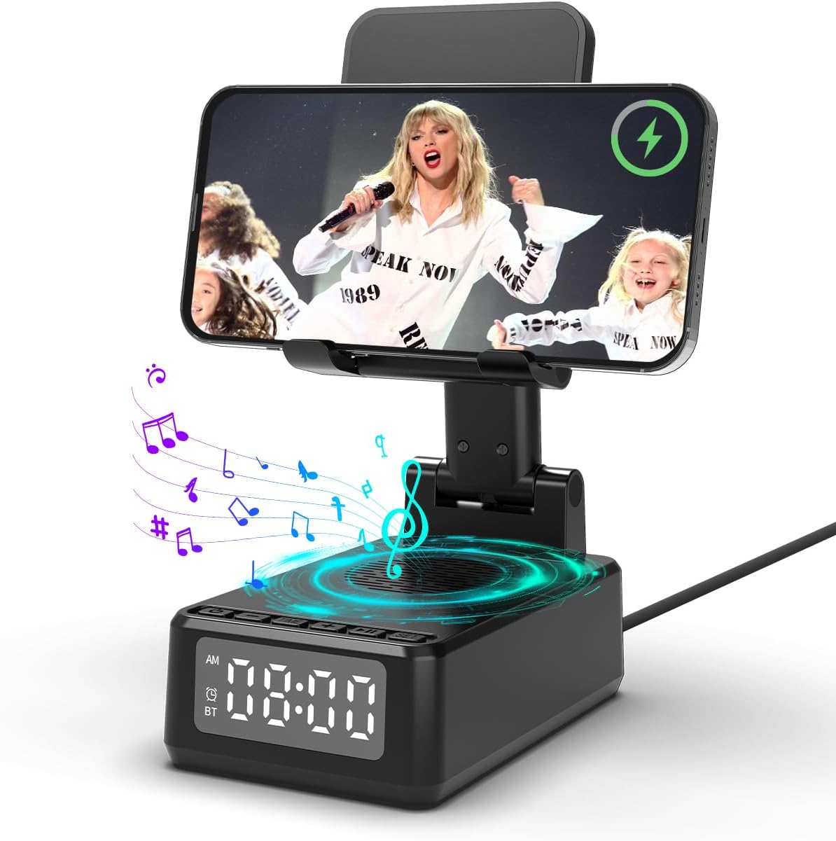 Wireless Bluetooth Speaker,Wireless Phone Charger Stand Alarm Clock for iPhone,Holiday Gifts