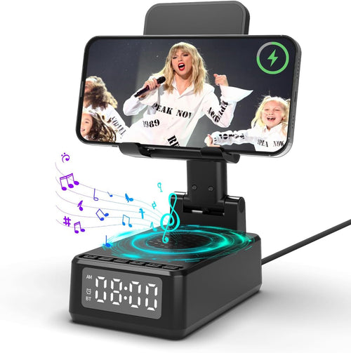 Wireless Bluetooth Speaker,Wireless Phone Charger Stand Alarm Clock for iPhone,Holiday Gifts