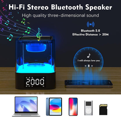 Night Light Bluetooth Speaker, Multi-Functional Dual Alarm Clock, MP3 Player, Touch Sensor Bedside Lamp, 48 RGB Color Changing, Gifts for 10 11 12 13 14 Year Old Teenage Boys Girls